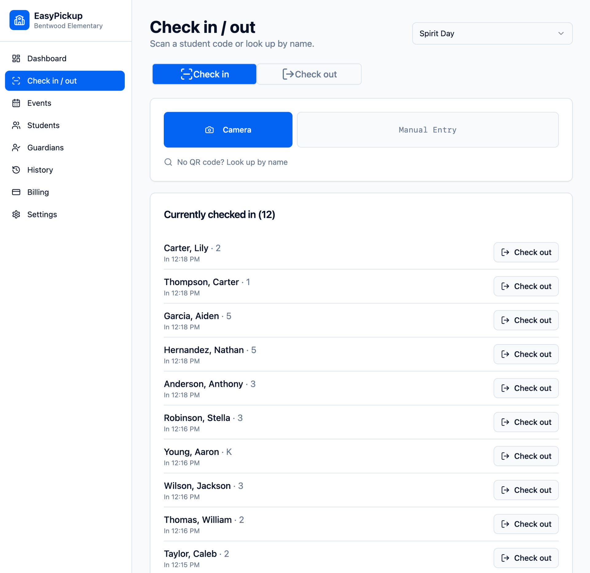 EasyPickup — School check-in & pickup